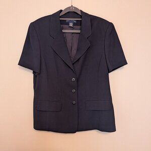 VINTAGE Charter Club 14 short sleeve navy blue blazer 1990s work wear casual EUC
